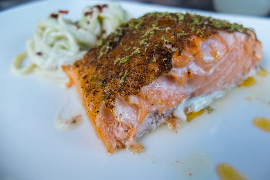 Lachs und Wasabi