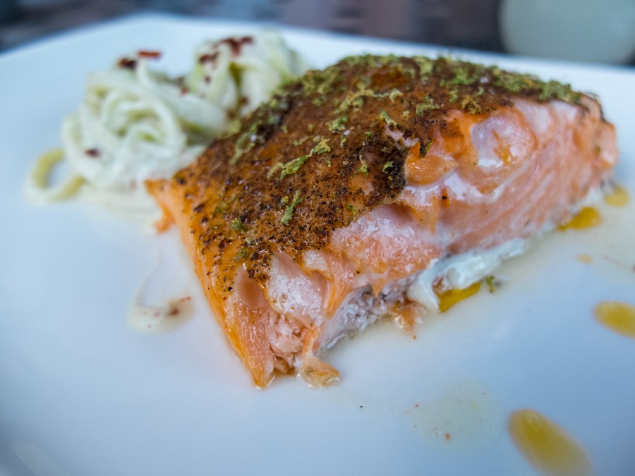 Lachs und Wasabi
