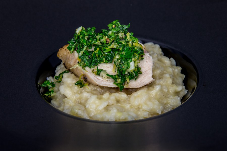 Risotto und Huhn